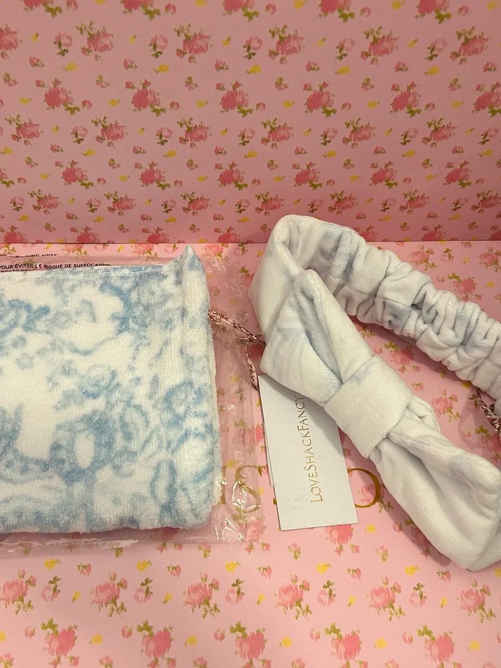 LoveShackFancy Wash cloth and Bow Face Wash beauty Headband Set NWT